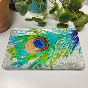 Cracker Barrel Decorative Glass Peacock Plate